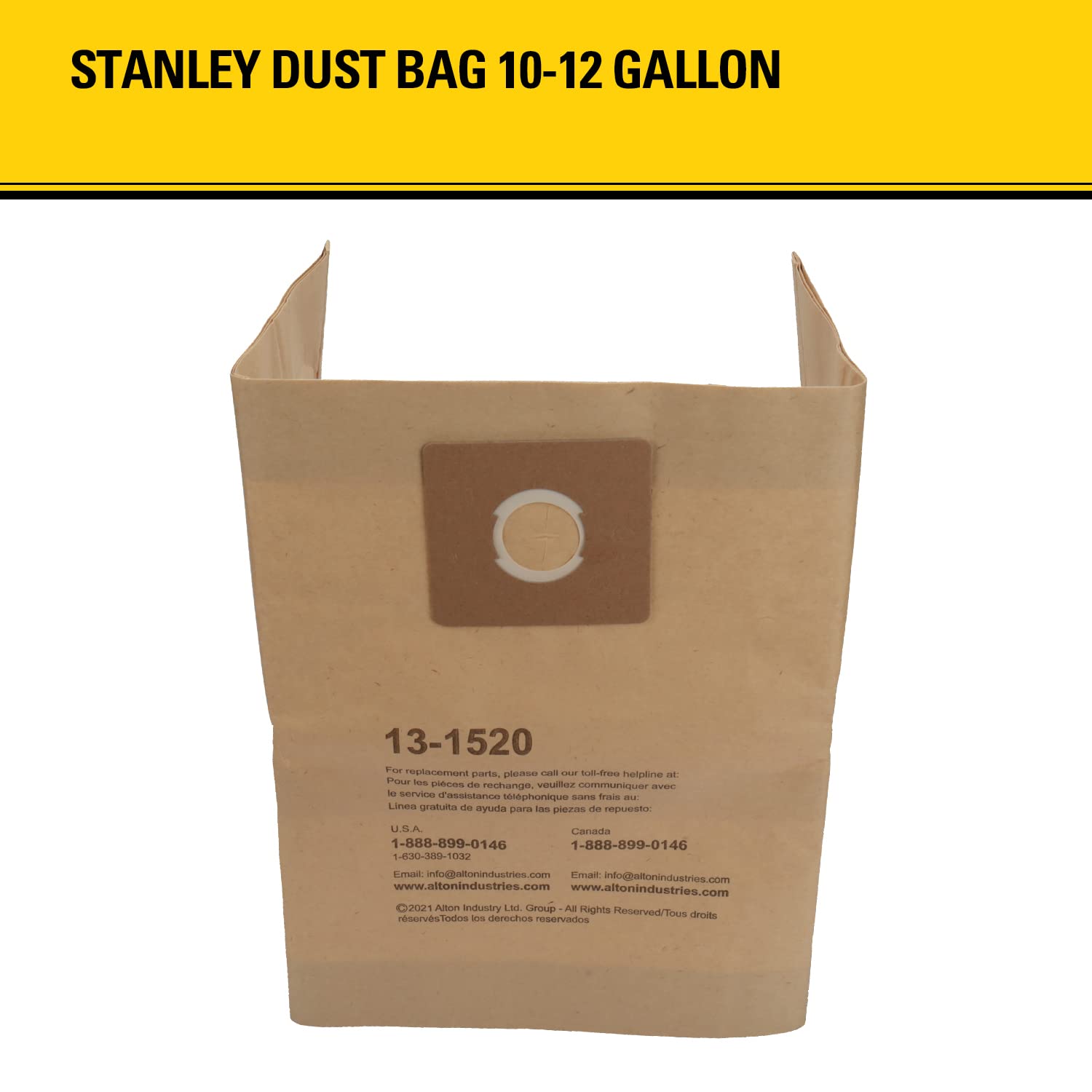Bolsa de Filtro Desechable Stanley 13-1520 para Aspiradoras Húmedas o Secas de 10 Galones, Paquete de 3