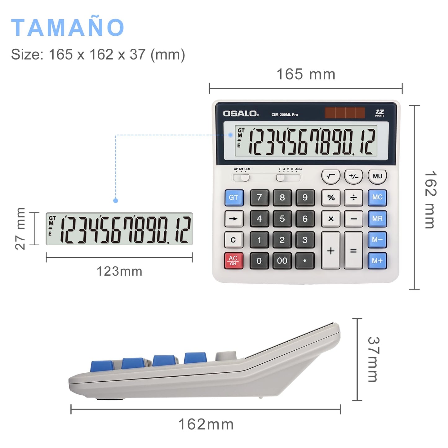 Calculadora Pendancy Negra Elegante con Pantalla LCD Grande y Botones Grandes