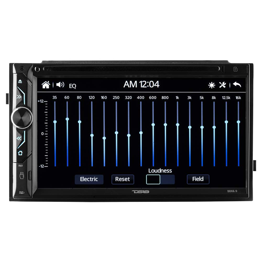 DS18 DDX6.9 Radio estéreo para Coche de 6 x 9 Pulgadas, Pantalla táctil Doble DIN Headunit con DVD, Bluetooth, USB y Enlace de Espejo para iOS y Android AUX/USB/SD/Am/FM Receptor Multimedia