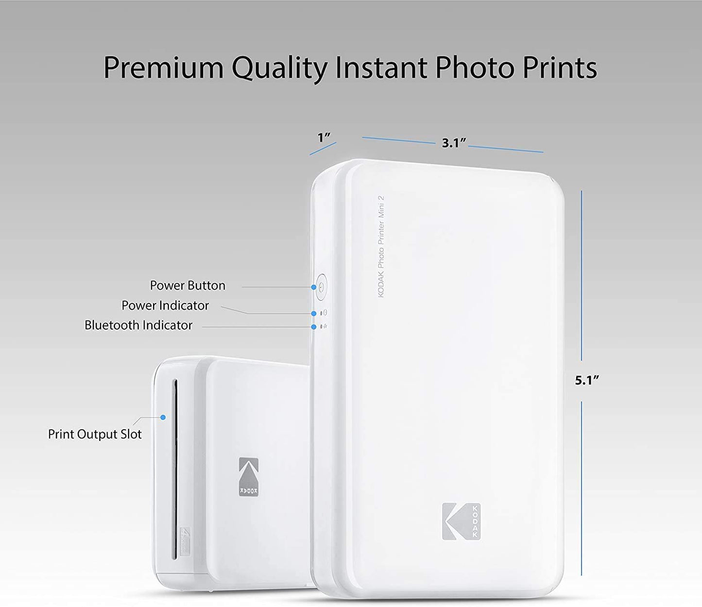 Kodak Mini 2 HD Impresora de Fotos Instantánea (Purpura) 4Pass Tecnología Patentada. Compatible con iOS y Android
