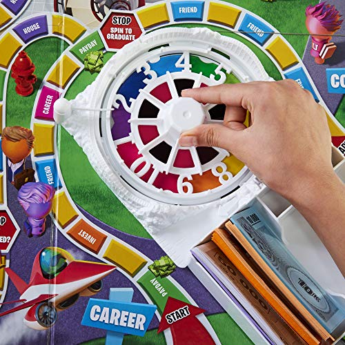 Hasbro Gaming The Game of Life, Juego de Mesa Familiar para 2 a 4 Jugadores, Juego de Interior para niños de 8 años en adelante, Clavijas Vienen en 6 Colores
