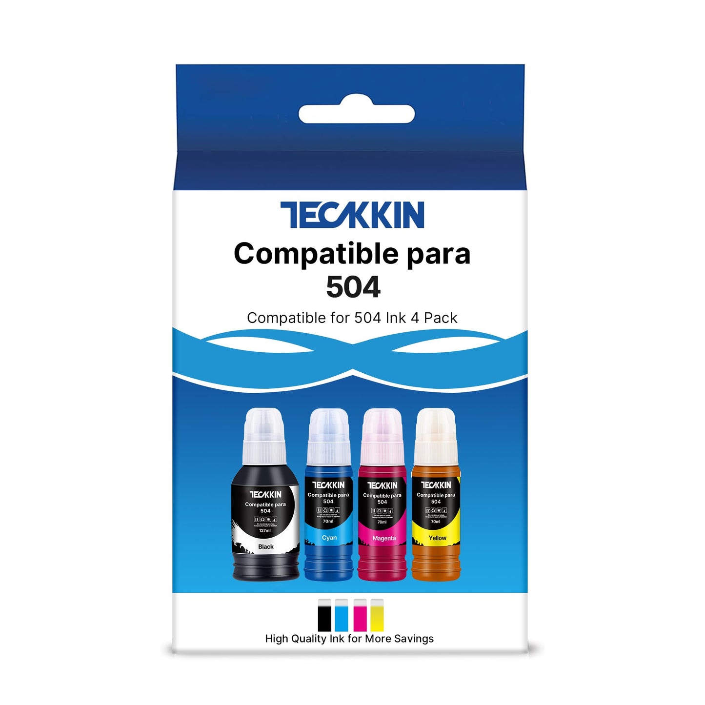Botella de Tinta TECKKIN Compatibles para Epson Ecotank 504 Impresoras