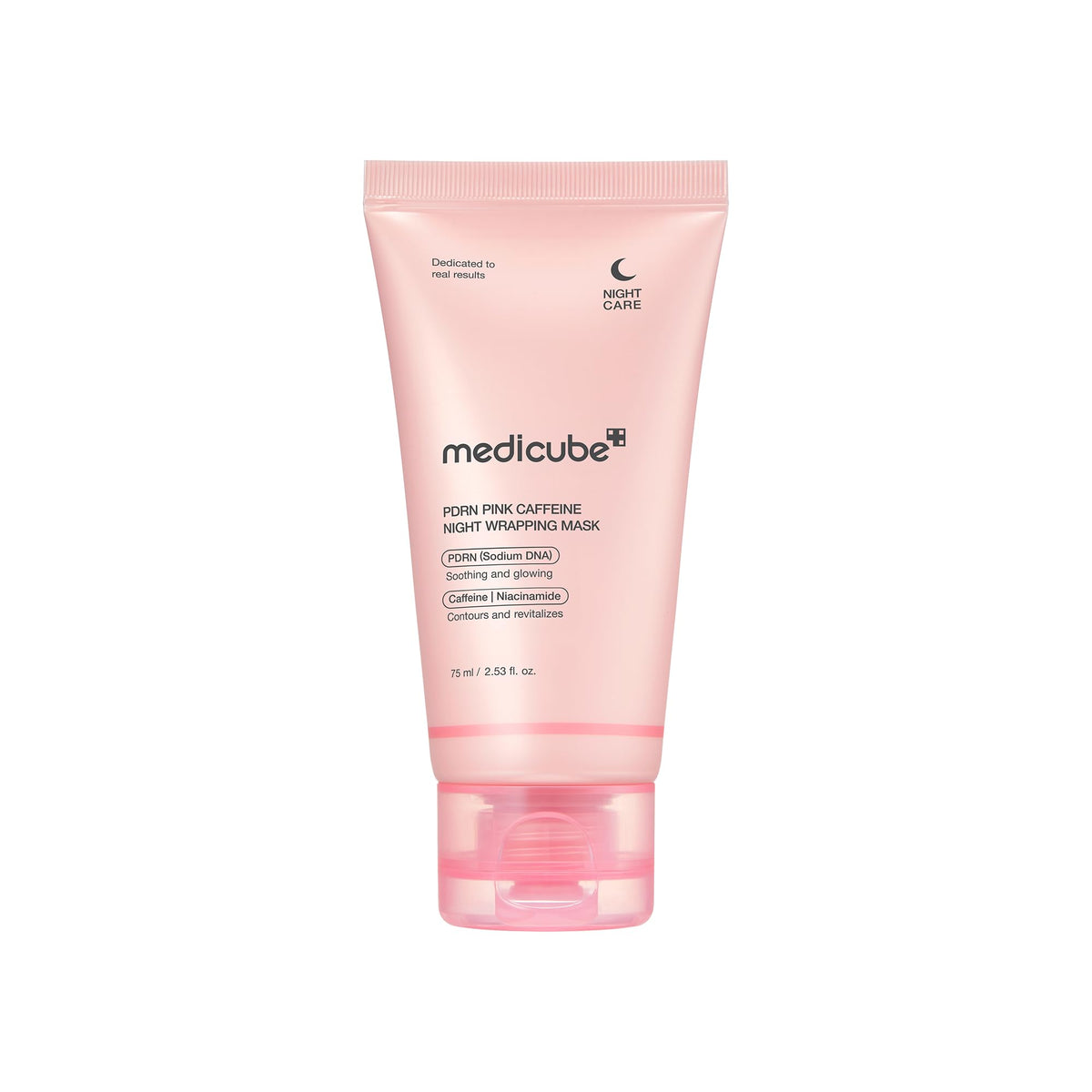 MEDICUBE PDRN Pink Caffeine Overnight Wrapping Mask, Mascarilla Facial Nocturna Peel-Off con PDRN de Salmón, Cafeína, Colágeno, Ácido Hialurónico y Péptidos, Hidratación y Glow, 75 ml