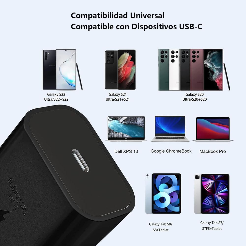 AMEOBA 45W Portátil Cargador Rápida - Cargador Carga Rapida para Samsung Galaxy S23 Ultra/S23+/S23/S22 Ultra/ S22+/S22, S21 Ultra/S21/S21 Plus/Note 10 + (Negro, Cargador)