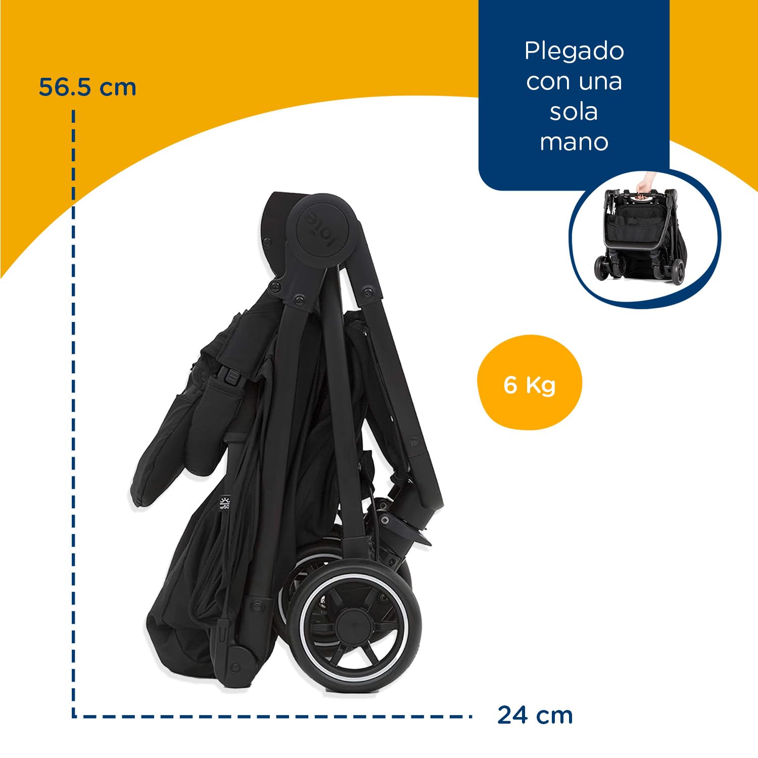 Joie Carriola para Bebe Pact con Silla Portabebés | Carriola de Baston Ligera con Cinturón de Seguridad de 5 Puntos | Carriola de Viaje con Toldo Repelente al Agua FPS 50+ | Carriola Ultra Ligera