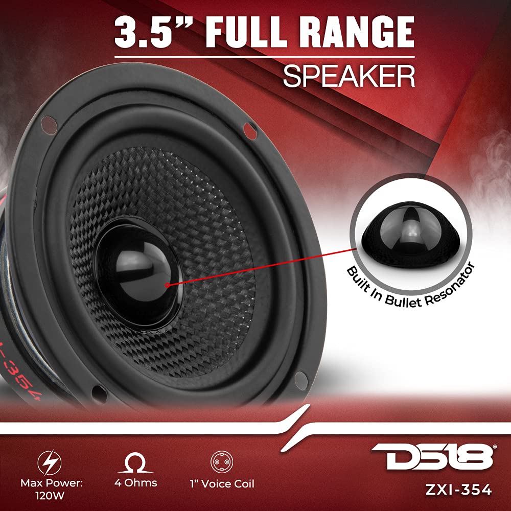 DS18 ZXI-354 - Altavoz de Audio para Coche de Rango Completo de 3.5 Pulgadas con Cono Kevlar de 120 vatios y 4 ohmios - Par de Altavoces 3.5 (2 Altavoces)