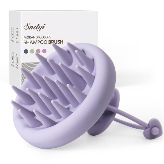 Sndyi Cepillo Champú Masajeador del Cuero Cabelludo de Silicona, Cepillo Exfoliante del Cuero Cabelludo para la Eliminación de la Caspa, Cepillo para el Crecimiento del Cabello (Gris Morado)