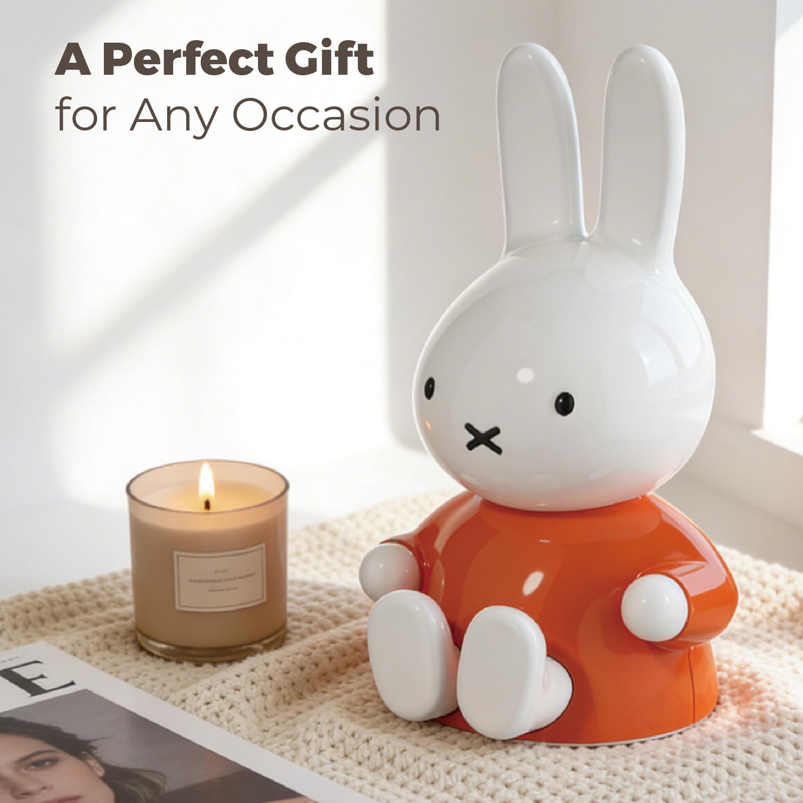 Miffy - Altavoces portátiles con Bluetooth, bonitos altavoces inalámbricos portátiles con sonido estéreo fuerte, micrófono integrado, ranura para tarjeta TF, doble emparejamiento, tiempo de