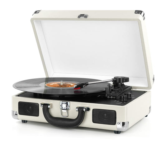 DIGITNOW! Turntable Record Player 3speeds with Built-in Stereo Speakers, Supports USB/RCA Output/Headphone Jack / MP3 / Mobile Phones Music Playback,Suitcase Design