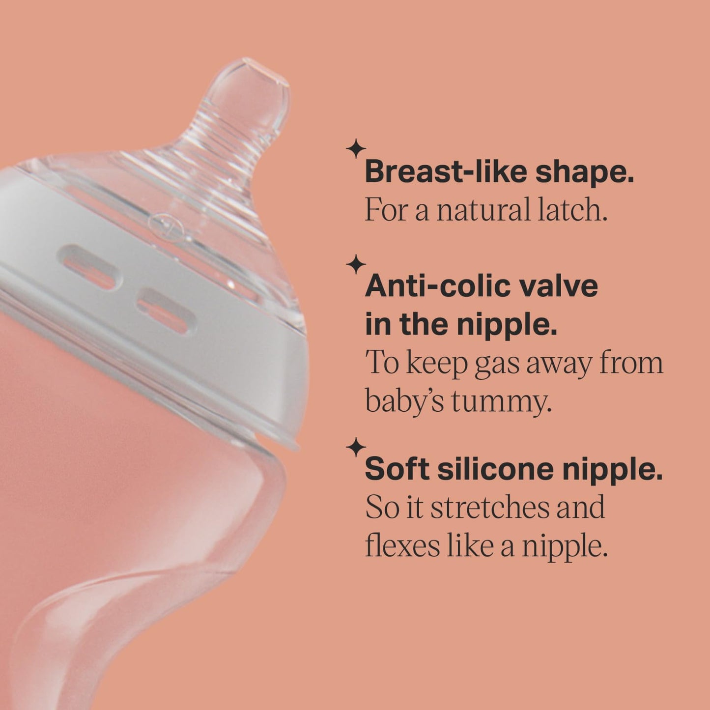 Biberón Tommee Tippee Transparente Closer to Nature con Válvula Anticólico e Incluye Chupete Recién Nacido