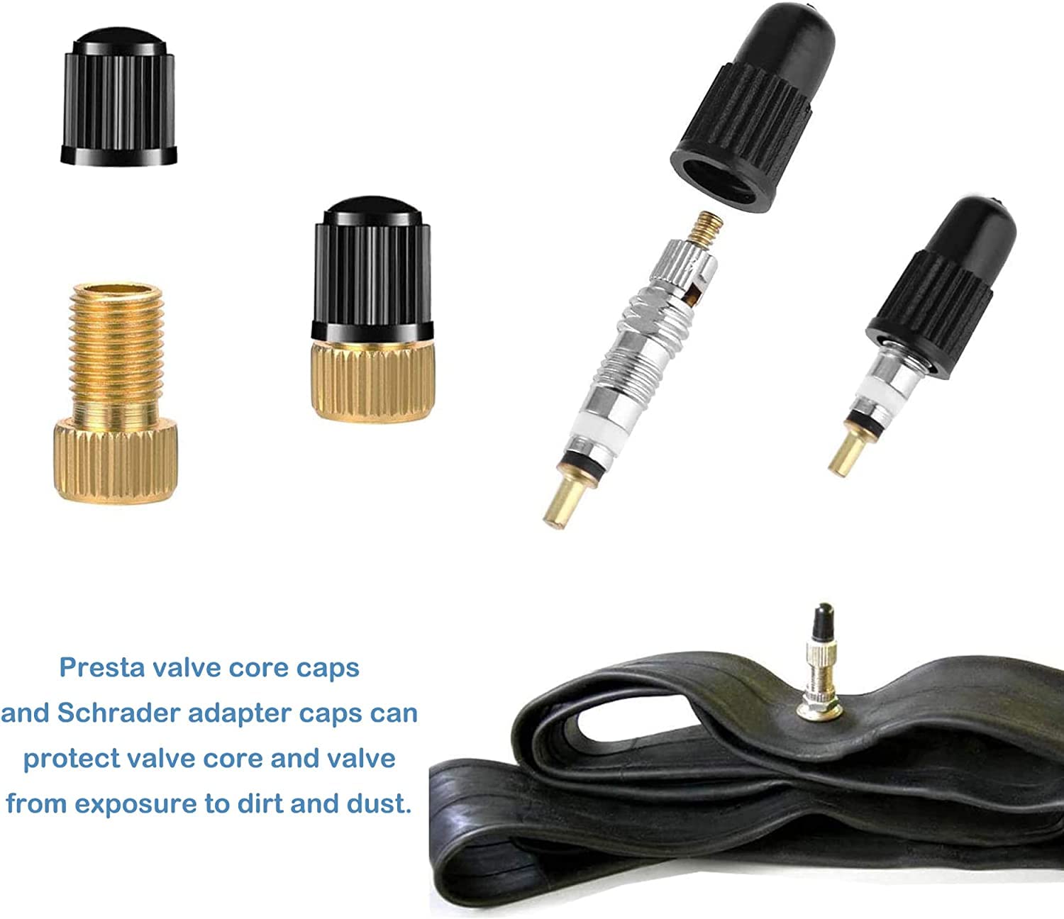 Kit de reparación de válvulas de bicicleta Presta Schrader adaptador de latón núcleos sin cámara para bicicleta de carretera