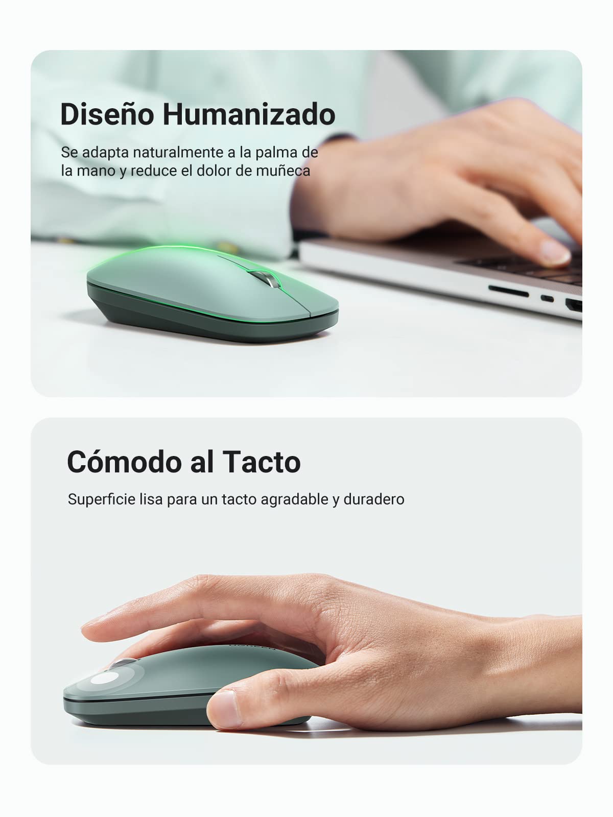 Ratón Inalámbrico UGREEN Verde Bluetooth y USB Silencioso hasta 4000 dpi