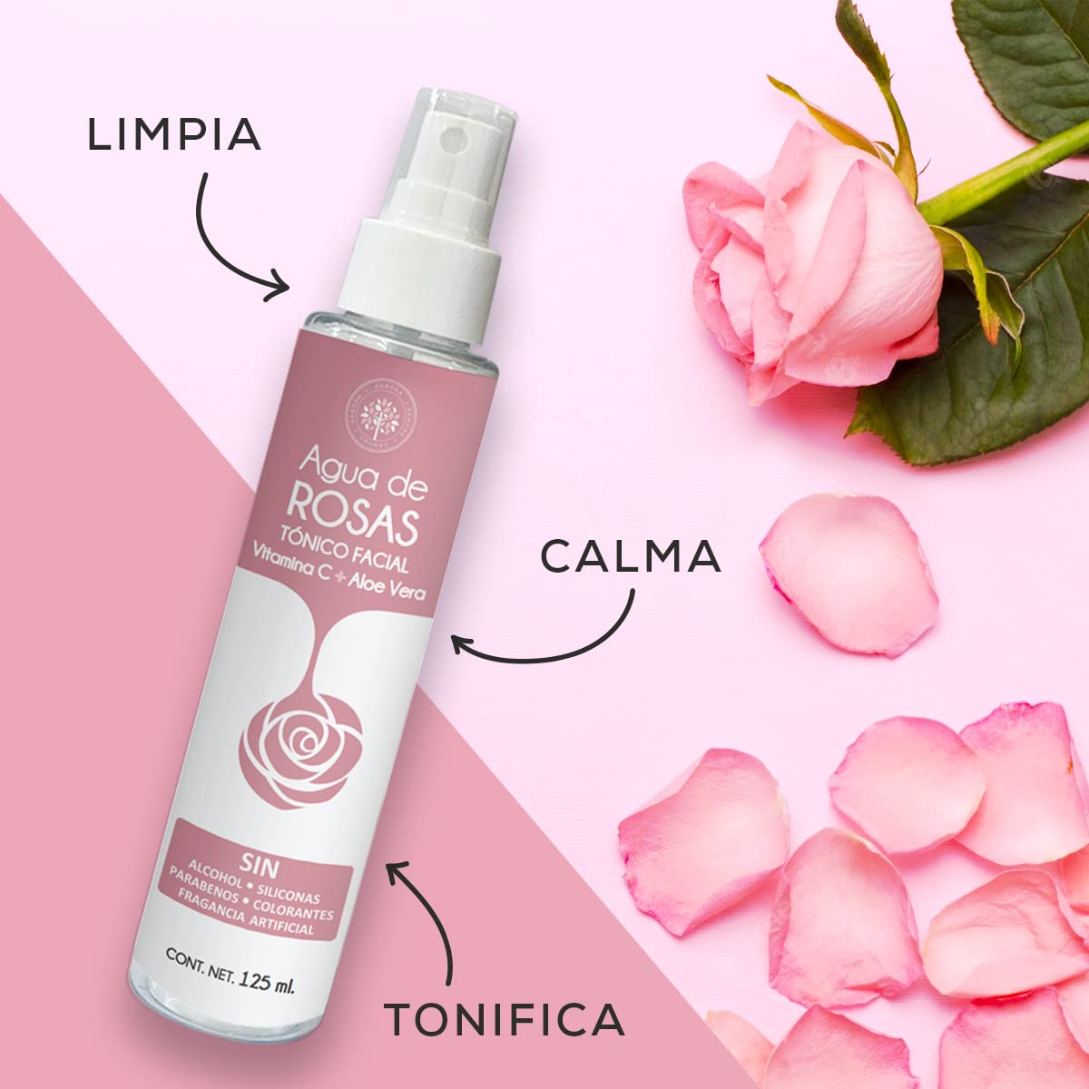 Árbora Kit Aceite de Almendras Dulces 90ml + Agua de Rosas con Aloe Vera y Vitamina C 125ml - Piel Radiante e Hidratación Profunda de Cabello y Uña