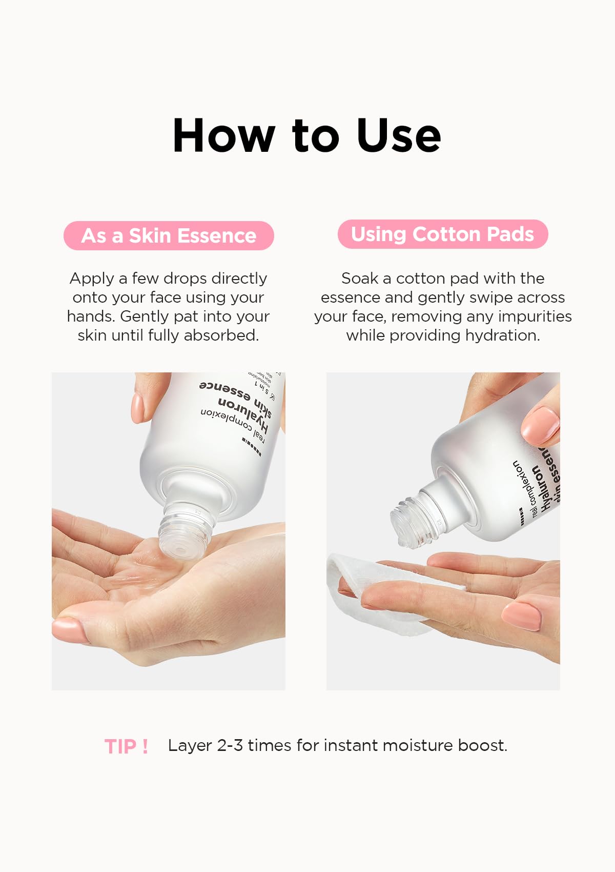 Hanskin Real Complexion Hialuron Skin Essence - Ácido hialurónico, hidratante, brillante, suave y sin fragancia [150 ml]