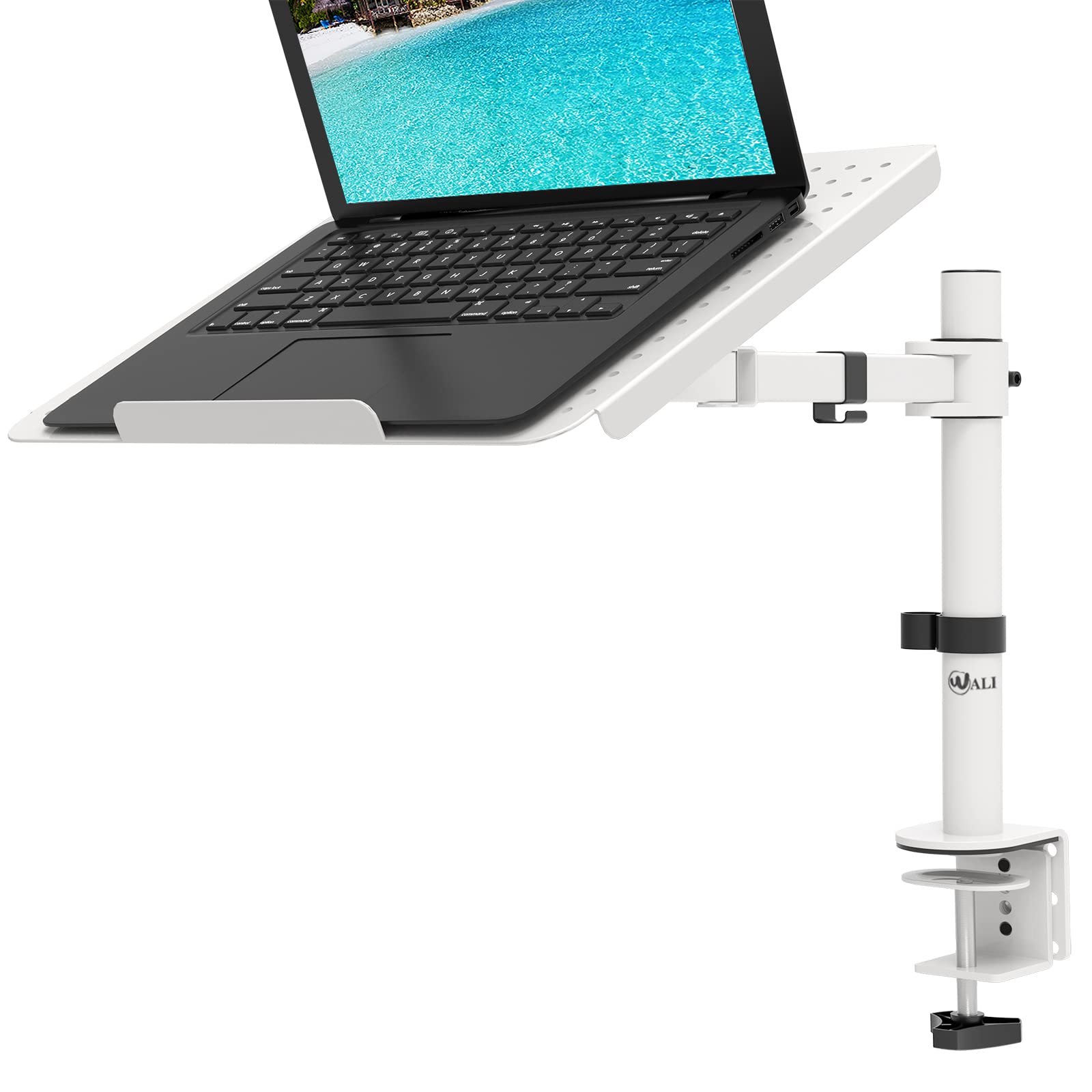Brazo para Laptop WALI Blanco con Soporte Ajustable y Refrigeración para Escritorio de hasta 17 Pulgadas 10 kg