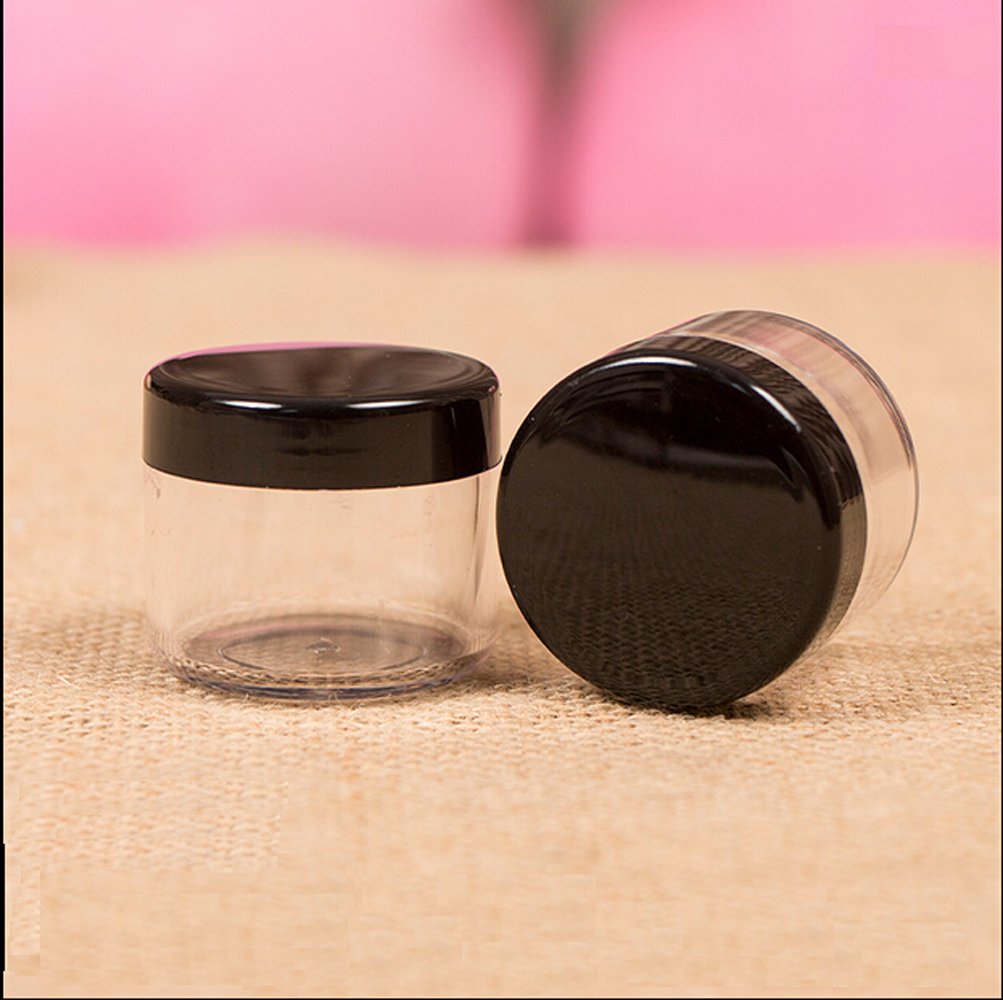 yueton 6 recipientes vacíos de plástico con tapa superior negra para muestras de 10/15/20 gramos de tamaño para cosméticos, tarros para sombras de ojos