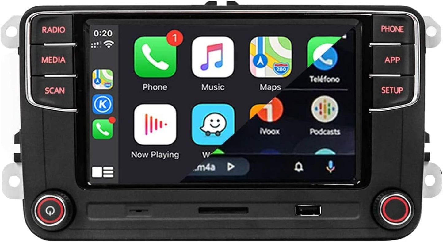 SCUMAXCON - Estéreo para auto de 6.5 pulgadas, RCD360 PROII RCD330, Carplay, Android Auto, Bluetooth, USB, SD, RVC, FM, para VW Golf MK5, MK6, Passat, Jetta CC EOS (cámara de reversa activada)