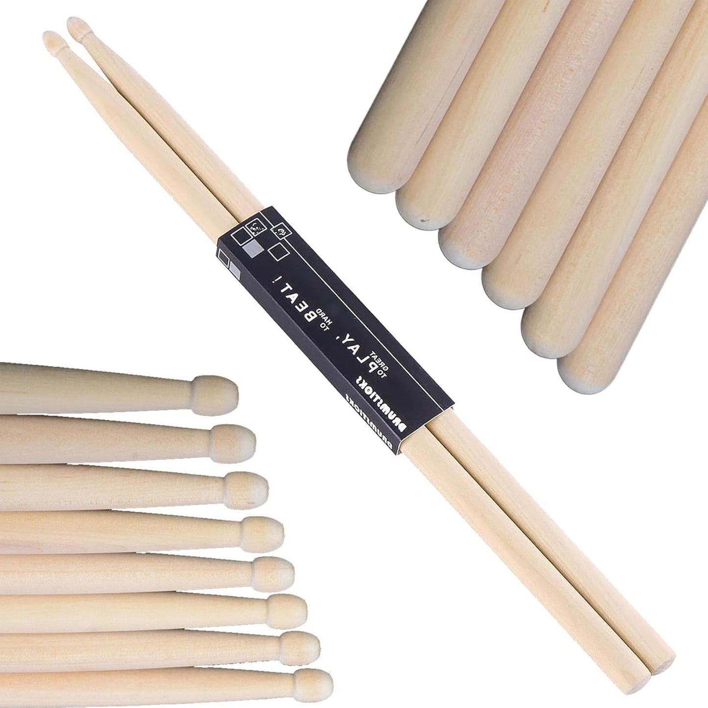 Baquetas 5A para Bateria,Baquetas Profesionales, Baquetas Antideslizantes para Batería Eléctrica, Baquetas de Bateria Para Niños Adultos Principiantes, 2 Pairs Drum Sticks (5A)
