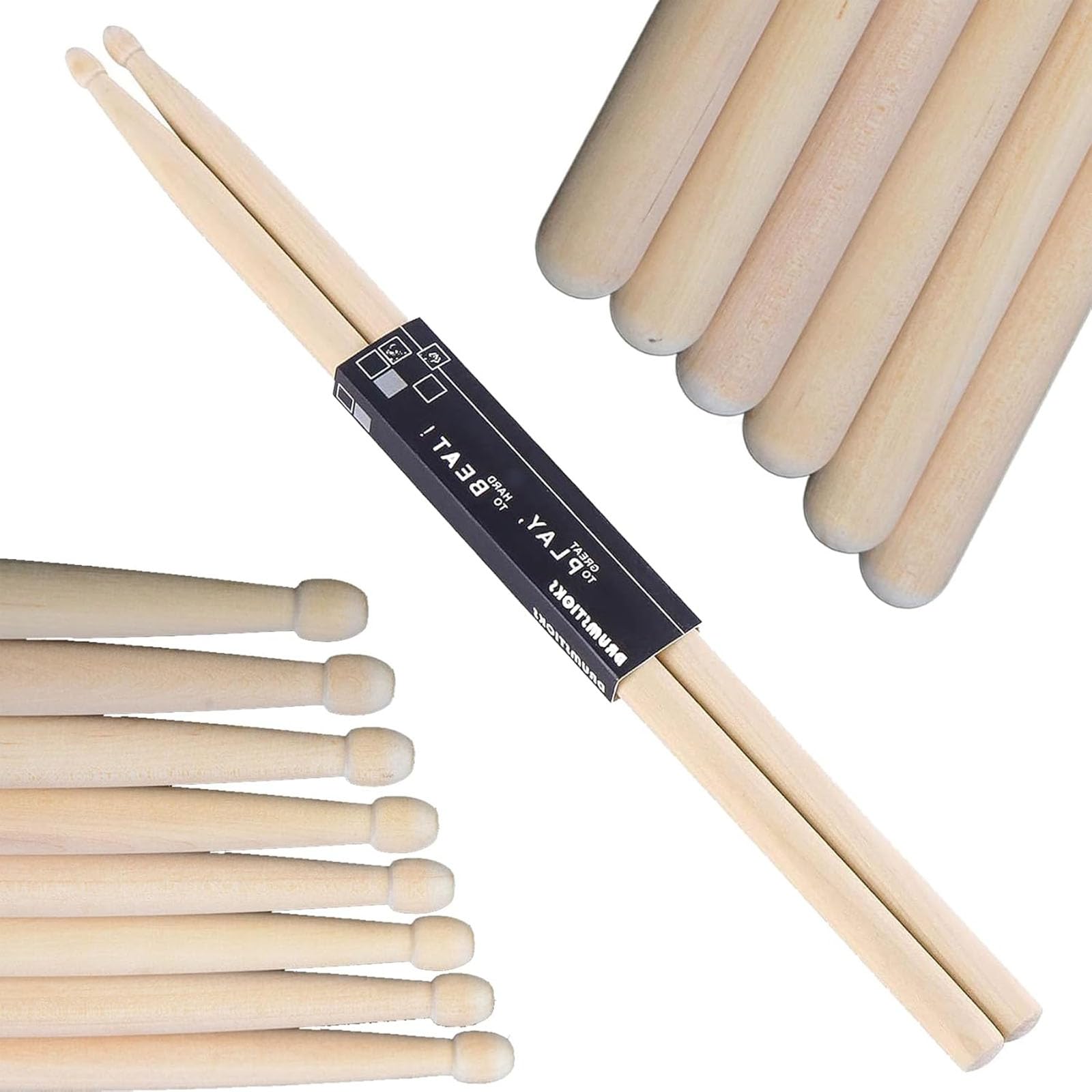 Baquetas 5A para Bateria,Baquetas Profesionales, Baquetas Antideslizantes para Batería Eléctrica, Baquetas de Bateria Para Niños Adultos Principiantes, 2 Pairs Drum Sticks (5A)