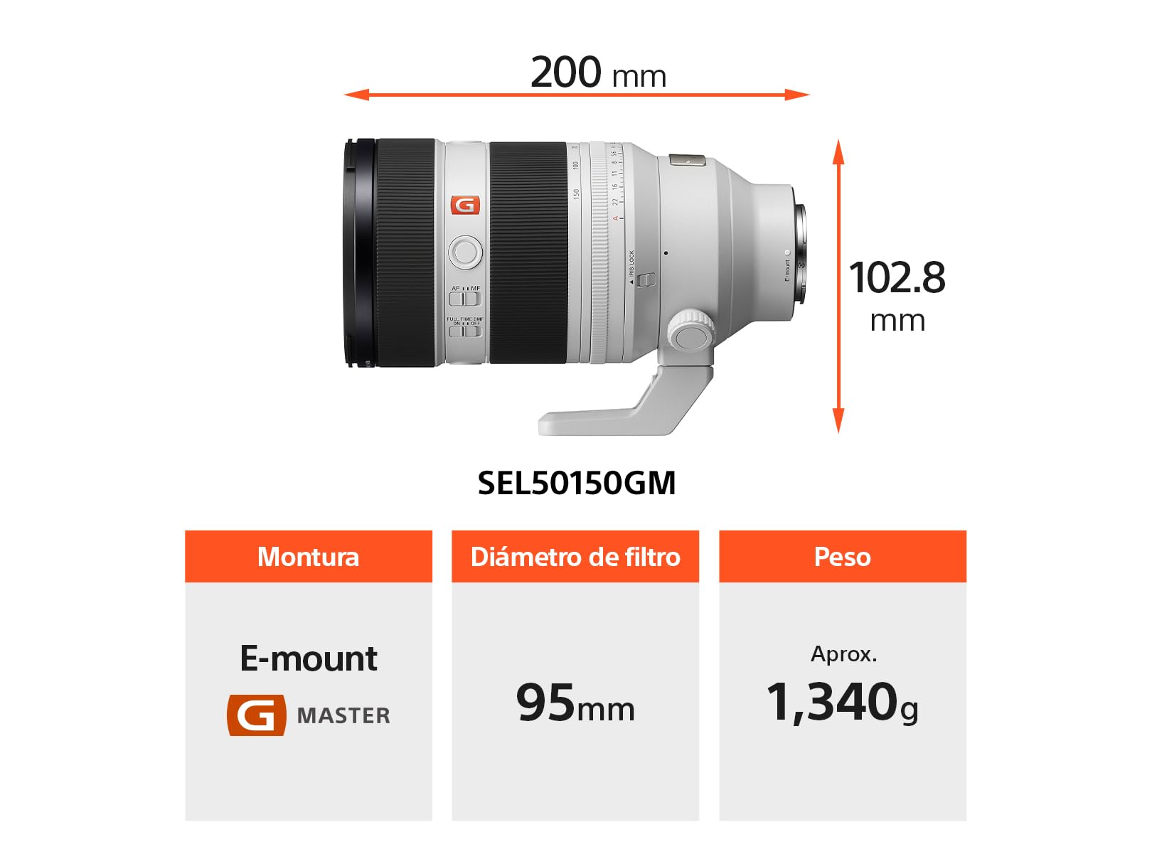 Sony FE 50-150 mm F2 G Master™ Lente Zoom teleobjetivo I SEL50150GM