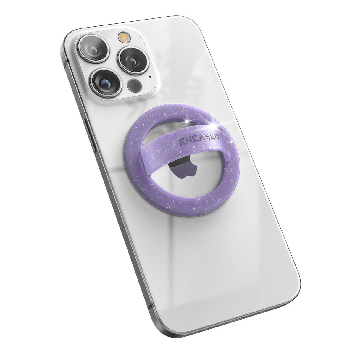 Soporte Magnético para Teléfono con Anillo Morado Purpurina Compatible con MagSafe