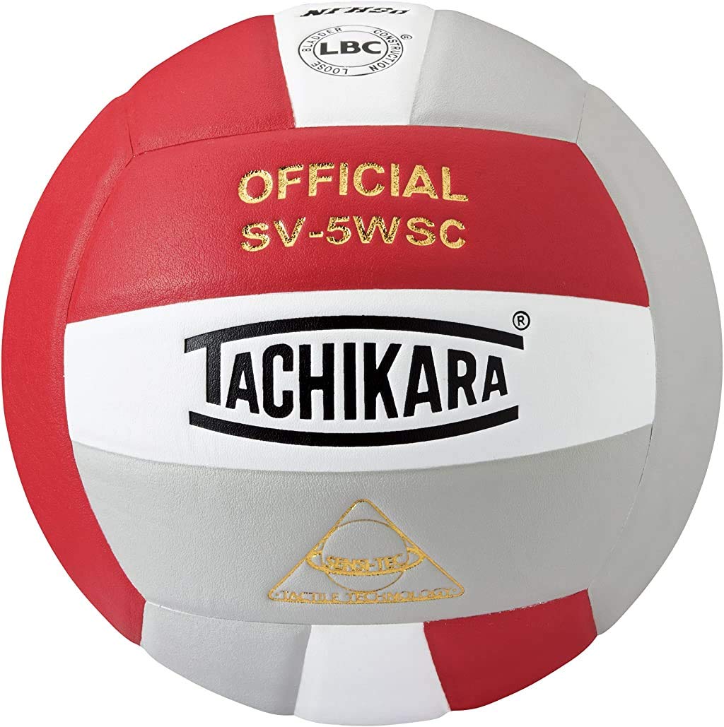Balón de Voleibol Tachikara Scarlet White Silver Gray Compuesto de Alto Rendimiento Oficial