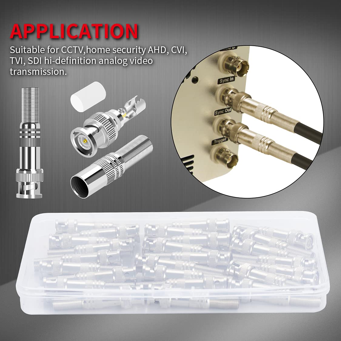 DAIERTEK - 24 conectores BNC RG59 RG6 macho sin soldadura BNC conector de compresión atornillado terminal coaxial para CCTV seguridad vigilancia cámara cable coaxial