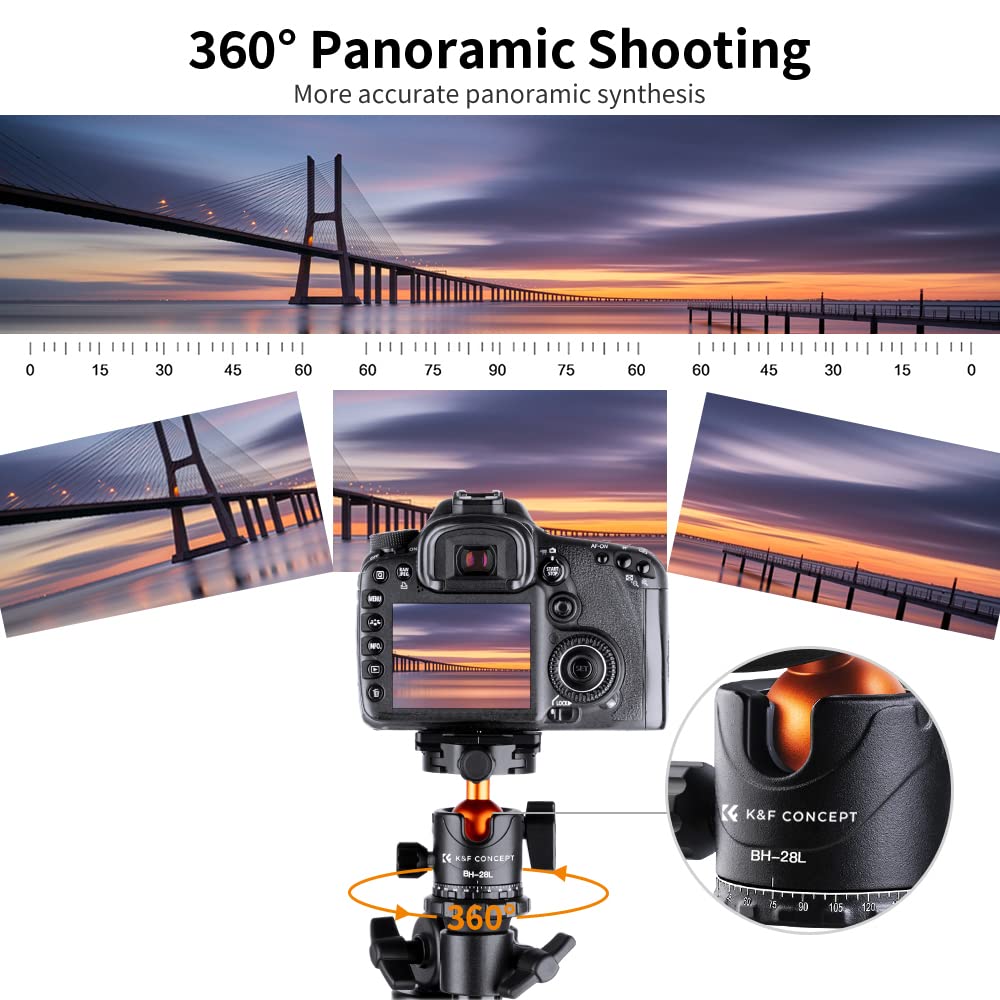 Fenytay S210 2M/78.7Inch Fotografía Profesional Trípode Monopie Aleación de Aluminio Cámara Trípode Soporte 10kg/22lbs Capacidad de Carga con rótula giratoria de 360° Brazo de exión