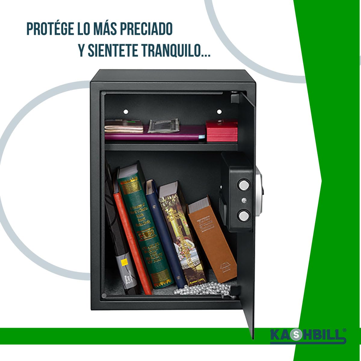 Caja Fuerte Digital Grande 50x35x31 cm modelo CF05 con Cierre Electrónico y Llave de Emergencia, Ideal para Hogar u Oficina