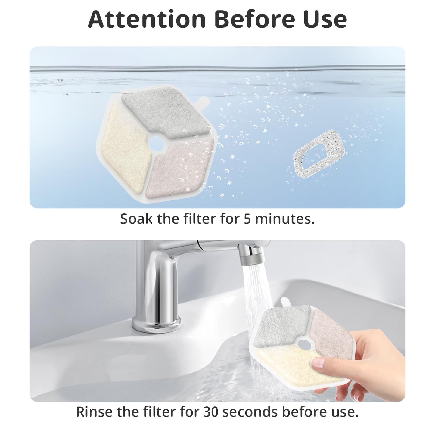 Paquete de Filtros de Fuente de Agua para Gatos PTM-643 Sistema de Triple Filtración 168 oz 4.5 l