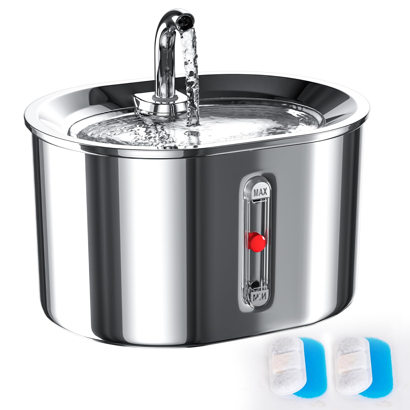 Fuente de Agua para Mascotas Joric Acero Inoxidable Dispensador Automático 2.5 l Super Silencioso para Gatos