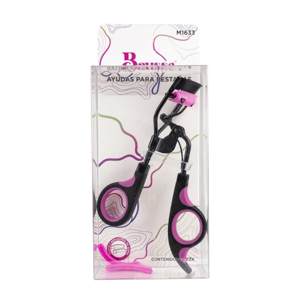 Bausse Rizador de Pestañas Profesional, Negro y Rosa, Herramienta de Belleza para Maquillaje de Ojos, Accesorio para Dar Curvatura y Forma a las Pestañas