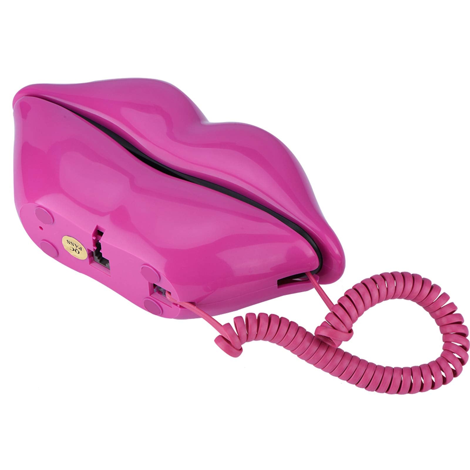 Yoidesu Teléfono con Cable, teléfono con Labios, teléfono Fijo con Forma de Labio con Boca roja Rosa para el hogar, decoración de la Oficina del Hotel, para niñas y niños (Rojo Rosa)