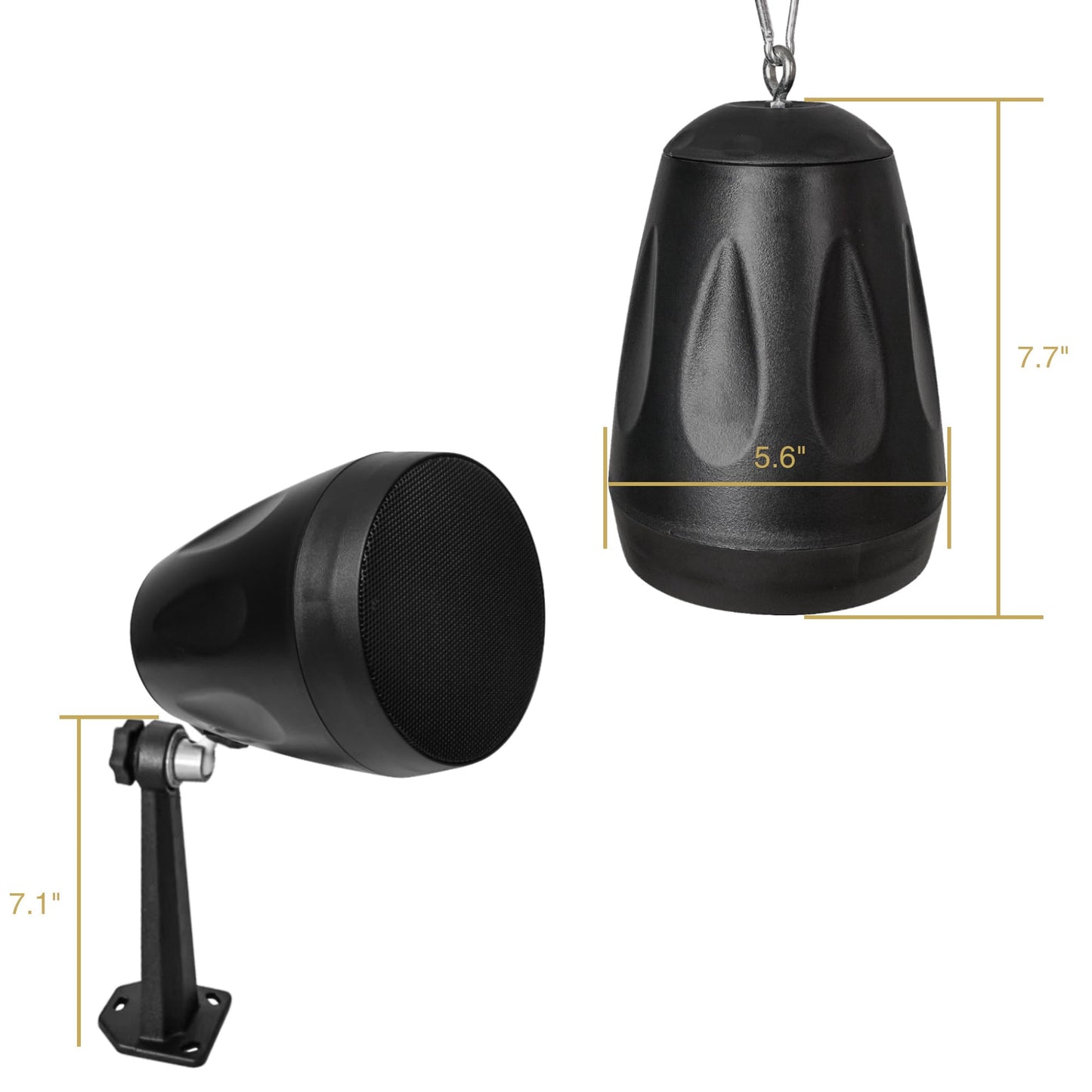 Sound Town - Paquete de 2 altavoces colgantes para todo tipo de clima, IP66, montaje en pared, paisaje, 70 V/100 V/8 ohmios, altavoz comercial para interiores y exteriores para instalación doméstica y