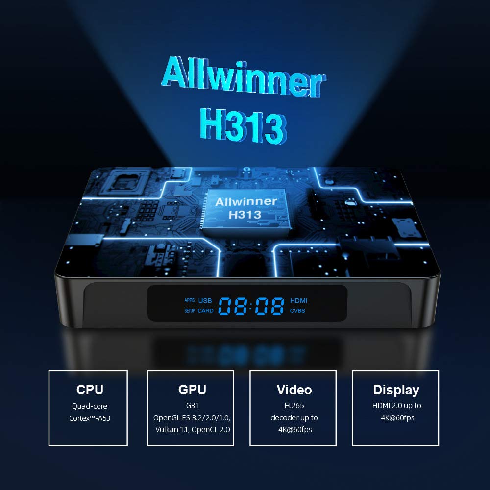 Caja de TV Android 10.0, X96Q PRO 5G Android TV Box 2GB RAM 16GB ROM Allwinner H313 Quad-Core 64bit con WiFi 2.4GHz USB 3.0 Ultra HD 6K H.265 WiFi Caja de TV en casa