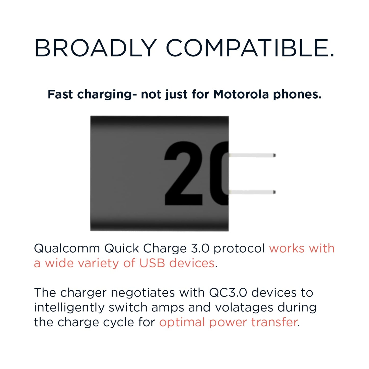 Cargador TurboPower 20 QC3.0 motorola Blanco con Cable USB-A a USB-C 1 m