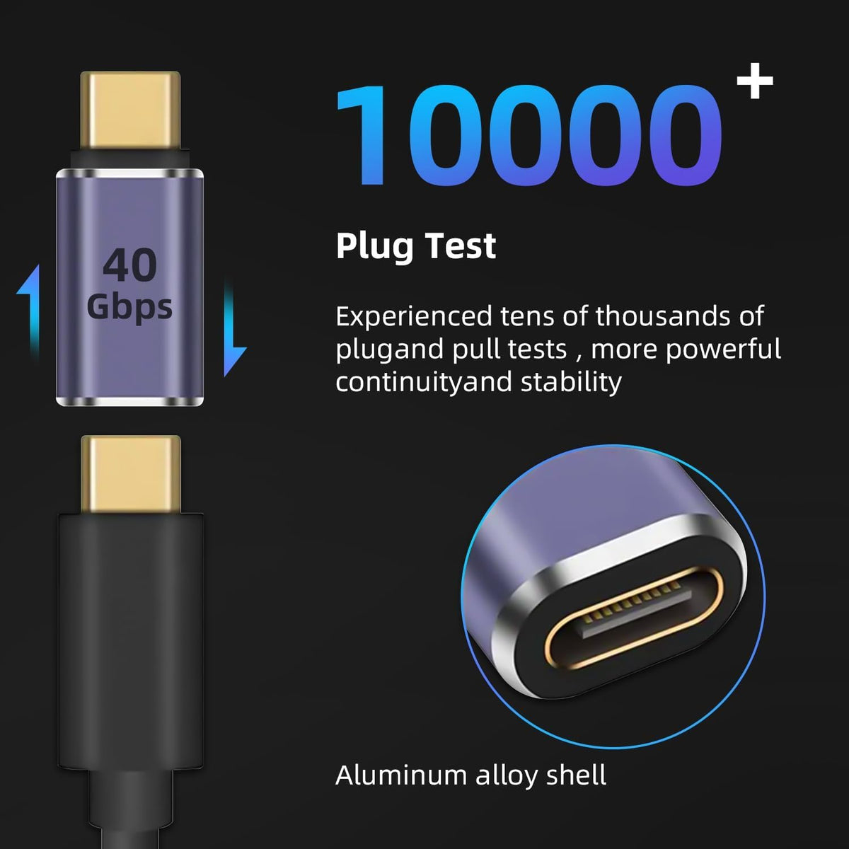 Adaptador Extensor USB C GHQXZT 40 Gbps 8K 60 Hz PD 100 W para MacBook Pro y más
