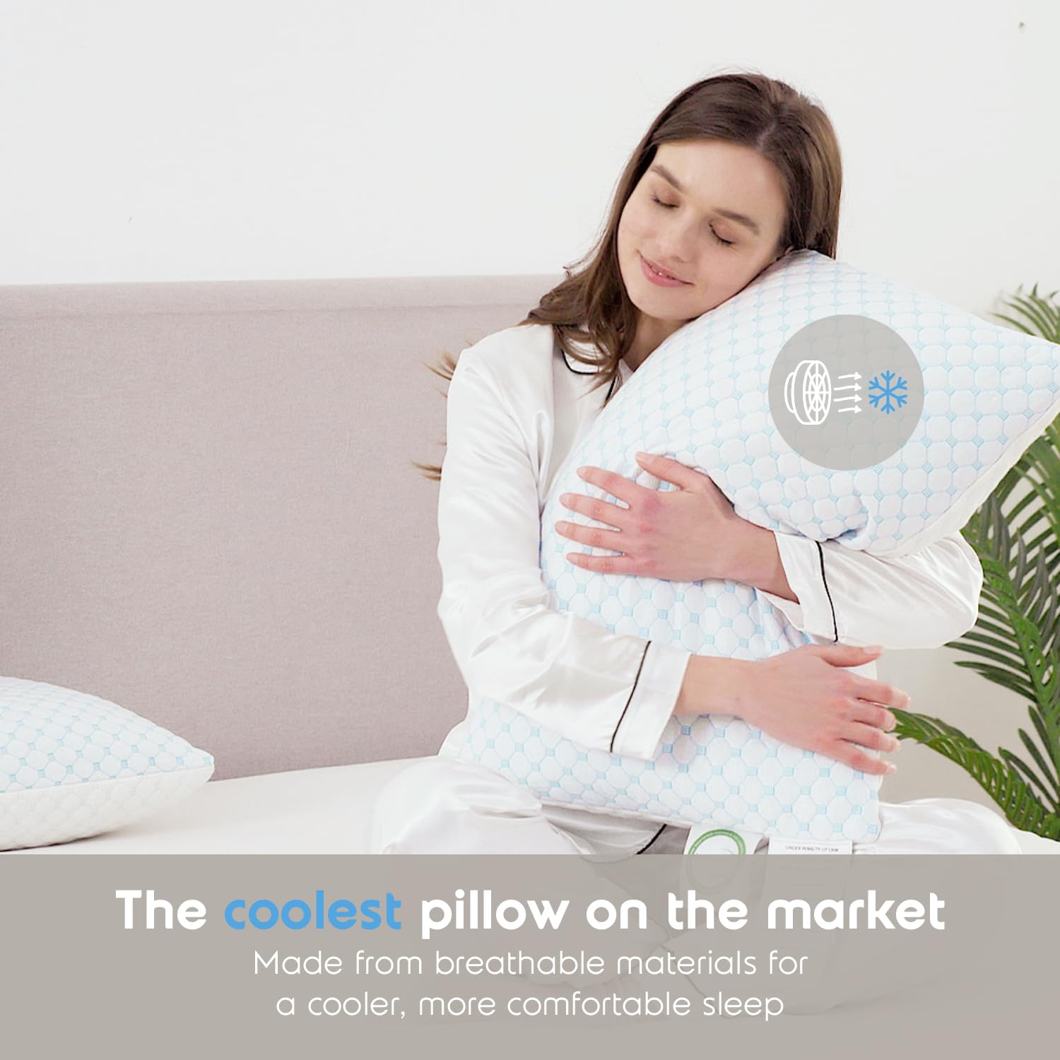 Almohada Nestl Bedding Beige con Reducción de Calor y Humedad en Espuma de Gel y Rayón Ajustable y Lavable