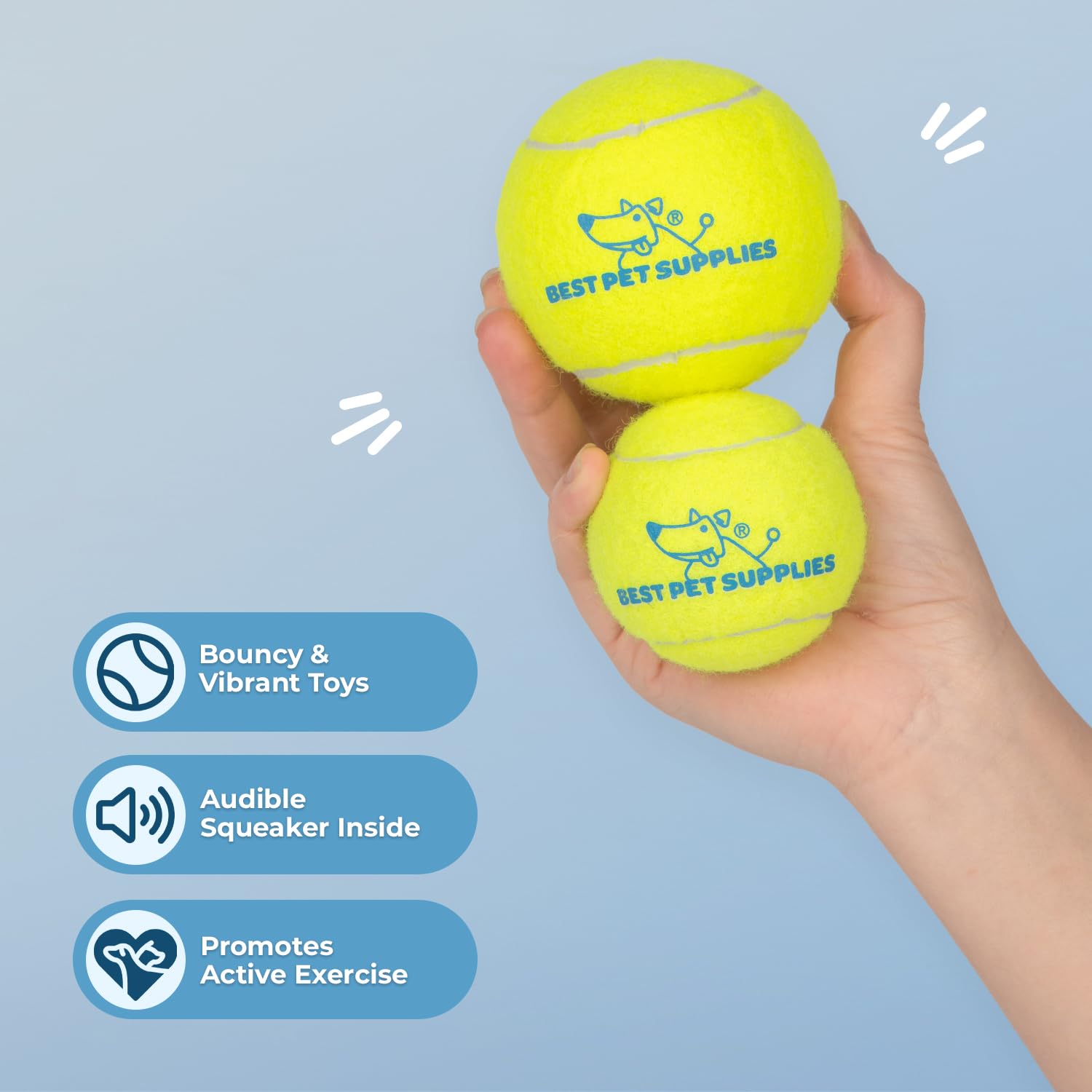 Best Pet Supplies - Juguetes de Tenis chirriantes para Perros, Paquete de 4, Juguetes interactivos de Alta Resistencia para lanzar y Buscar, apoya el Ejercicio y el Entrenamiento de Comportamiento