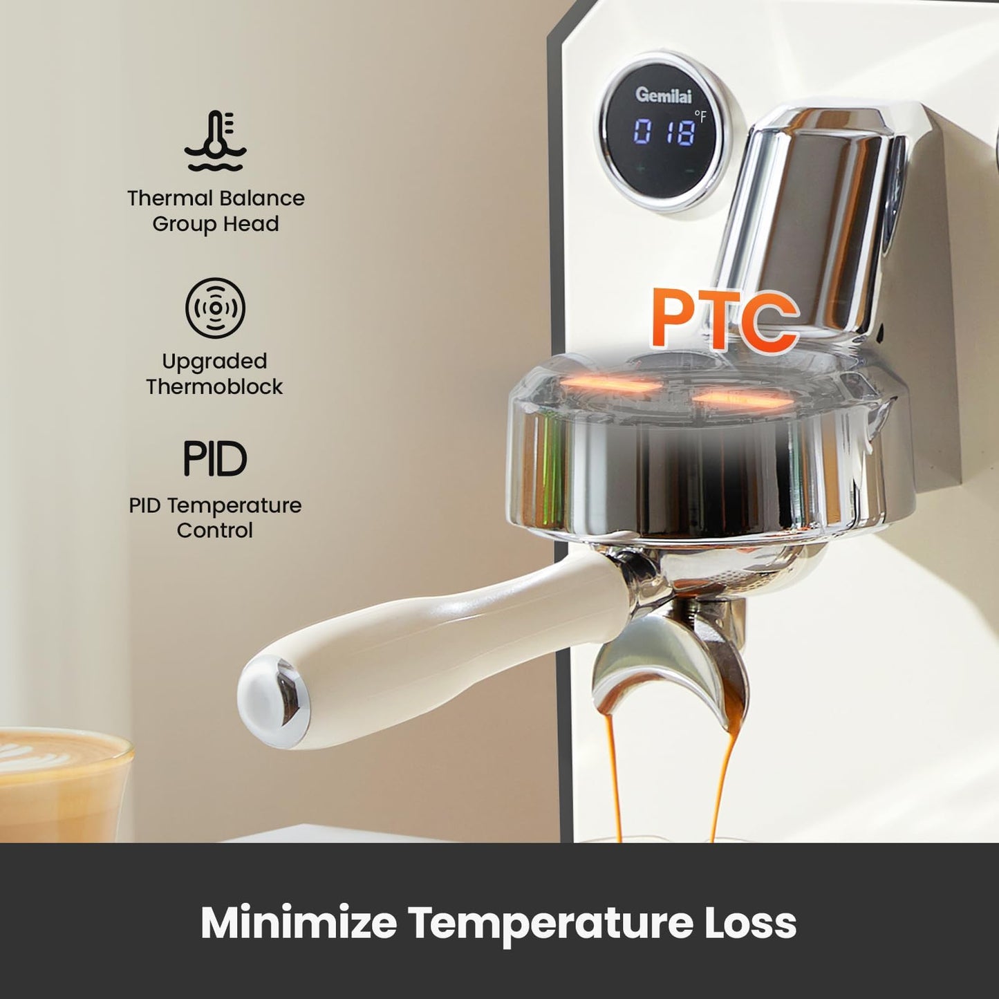 Máquina de café espresso Owl, máquina de café espresso semiautomática profesional de 15 barras con espuma de leche, tanque de agua extraíble de 64 onzas, doble visualización, para capuchino, latte en