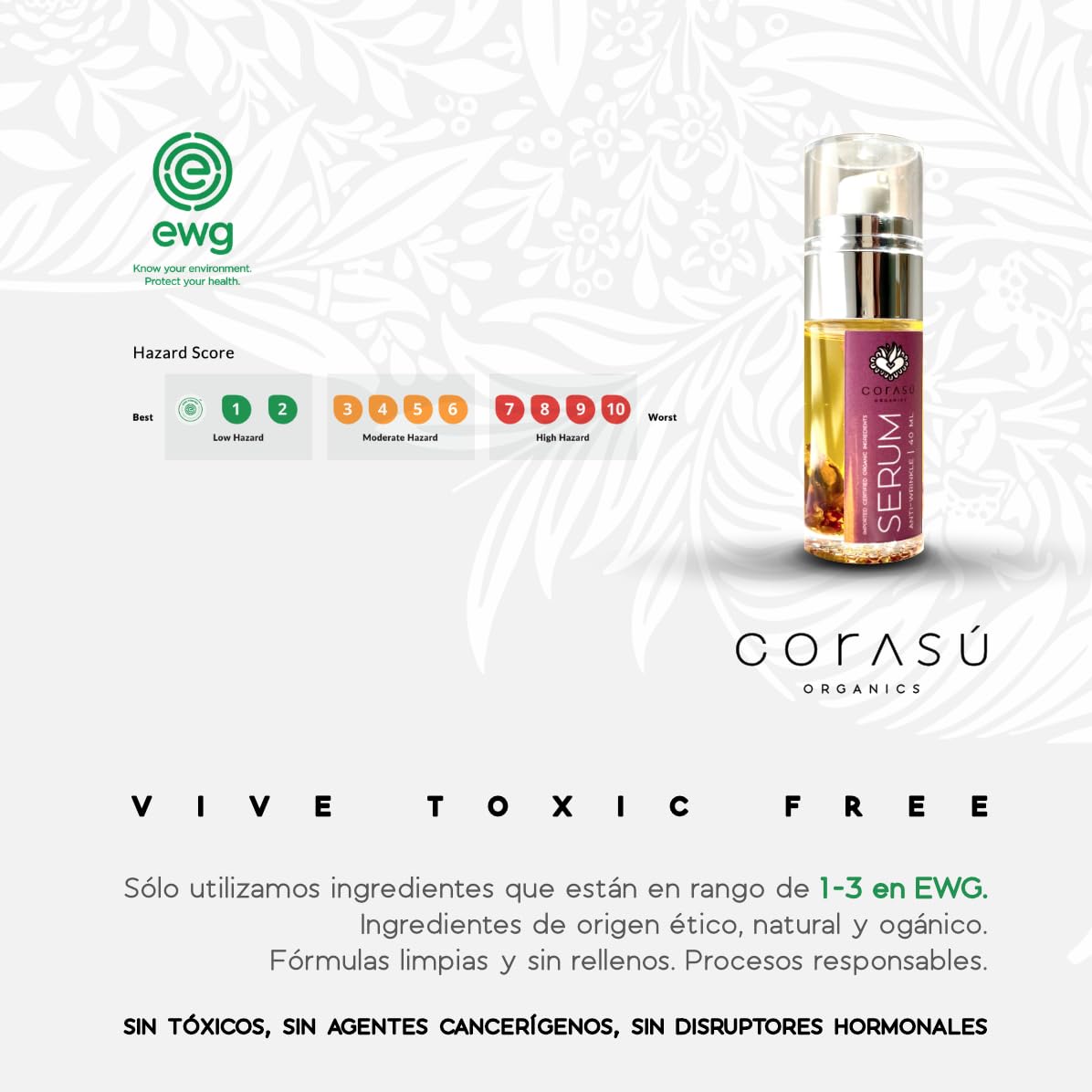 CORASÚ SÉRUM facial antiarrugas 40ml | 100% NATURAL | ORGÁNICO | Con rosa mosqueta, helicriso (la flor de la eterna juventud) y extractos vegetales antioxidantes y regenerantes | NO deja sensación grasosa | Piel SEDOSA y RADIANTE | NUTRE. REGENERA. SUAVIZ