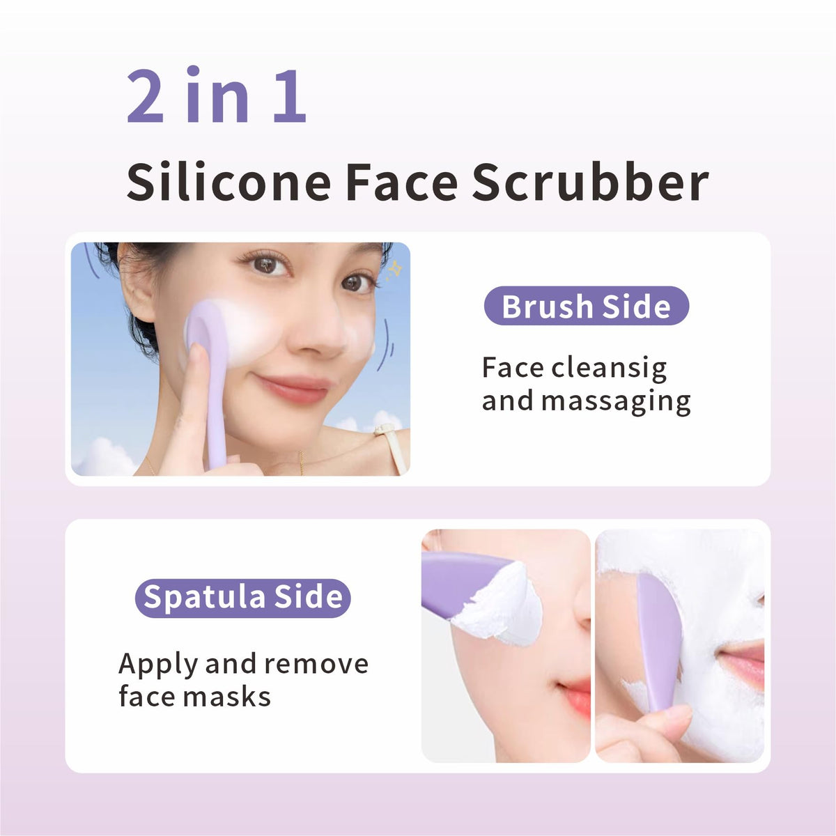 Herramienta para eliminar puntos negros, limpiador facial de silicona, raspador de nariz 2 en 1 para limpieza profunda, espátula facial para limpiar la piel, removedor de puntos negros, herramienta de