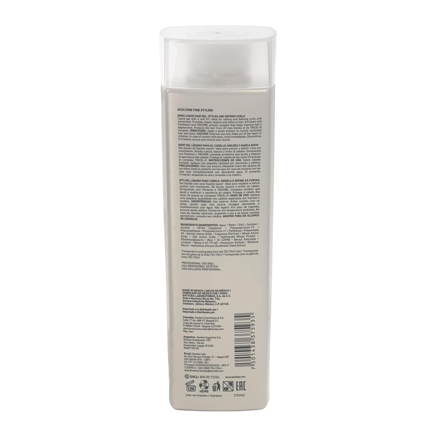 TEC ITALY Scultore Fine Styling Gel Define Rizos Textura y Brillo 300 ml