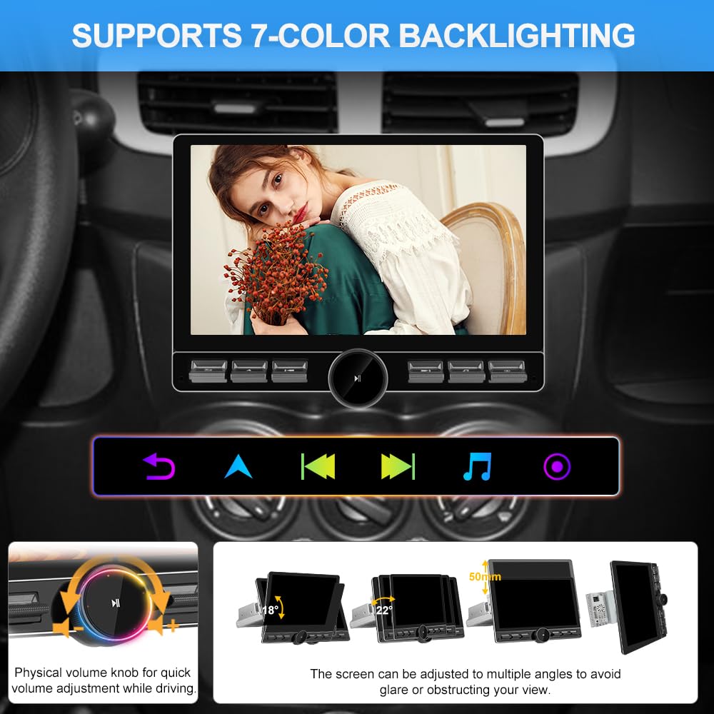 Radio de coche estéreo universal de 8 núcleos con visualización táctil giratoria 10.6, Android 13 [4 GB+64 GB]