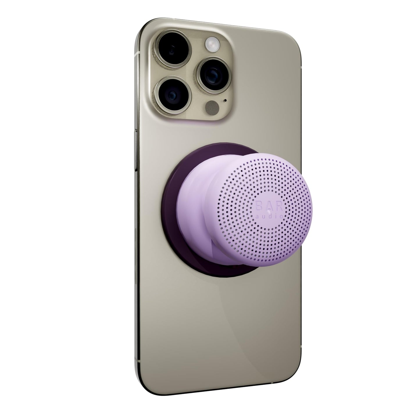 Cellhelmet Bar Audio Mini Mag Altavoz inalámbrico magnético compacto con audio potente, resistencia al agua IPX5, duración de batería de 6 horas y montaje compatible con MagSafe en lila púrpura