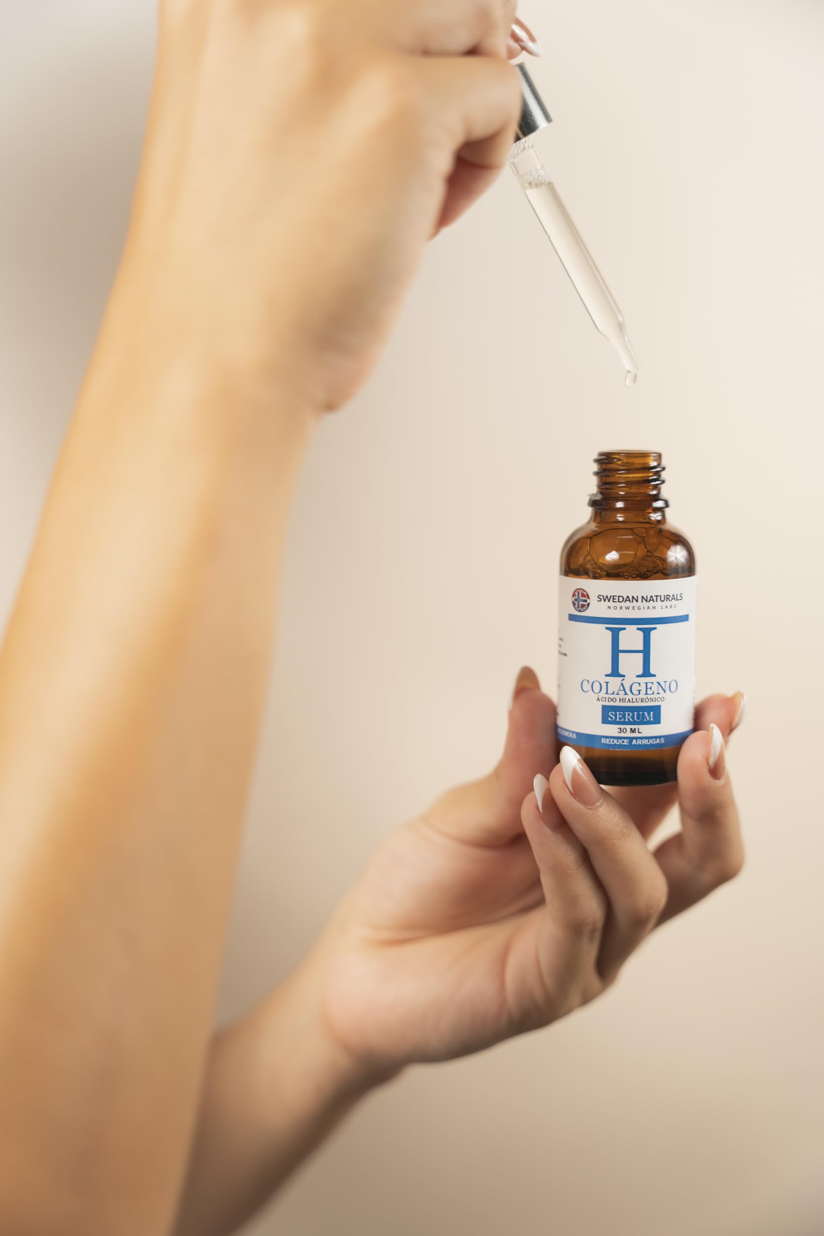 Swedan Naturals - Serum Colágeno + Ácido Hialurónico, cuidado de la piel, serum facial, prevención de arrugas, mayor elasticidad y firmeza, hidratante facial