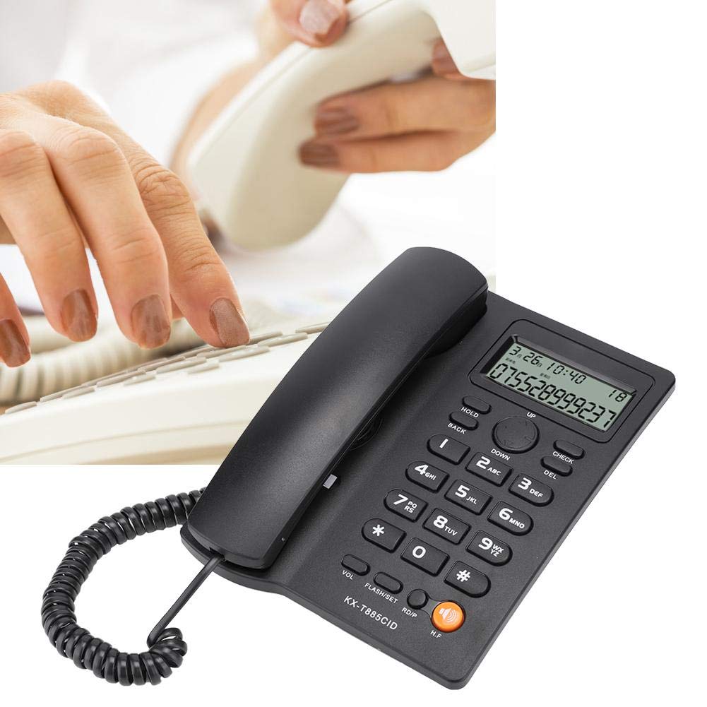 Oumij1 Teléfono del Hotel Identificador de Llamadas Teléfono Llamadas Manos Libres Oficina en el Hogar Teléfono Fijo del Hotel Inglés(Negro)
