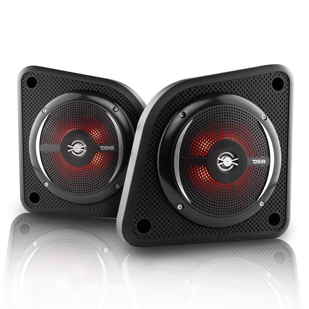 DS18 EN6SLIM/BK Caja de Altavoz Universal de 2 vías de 6.5 Pulgadas, iluminación LED RGB integrada, para Todos los Elementos, UTV, ATV y Jeeps, Carcasa Poco Profunda con Altavoces Resistentes al Agua