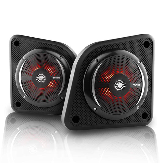 Caja de Altavoz DS18 Negro 6.5 Pulgadas con LED RGB Integrado y Resistencia al Agua