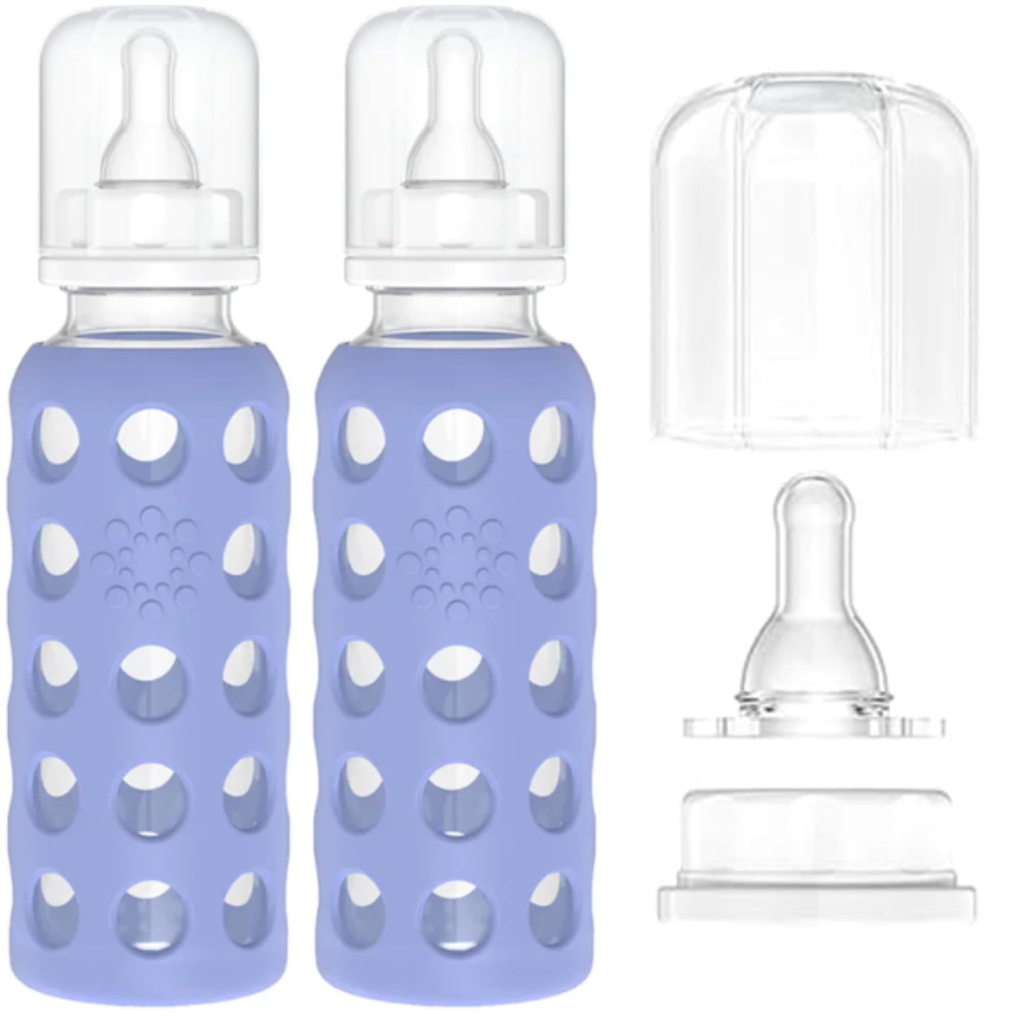 Lifefactory Glass Baby Bottle with Silicone Sleeve 9 Ounce, 2 Pack - Blueberry